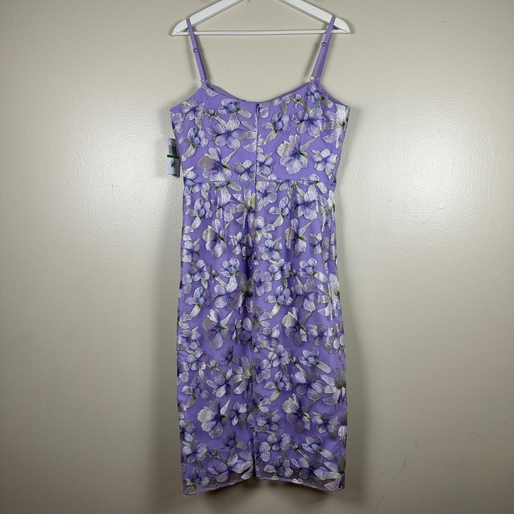 Dress The Population Womens L Blakely Midi Dress Wisteria Multi Floral Purple - Picture 2 of 12